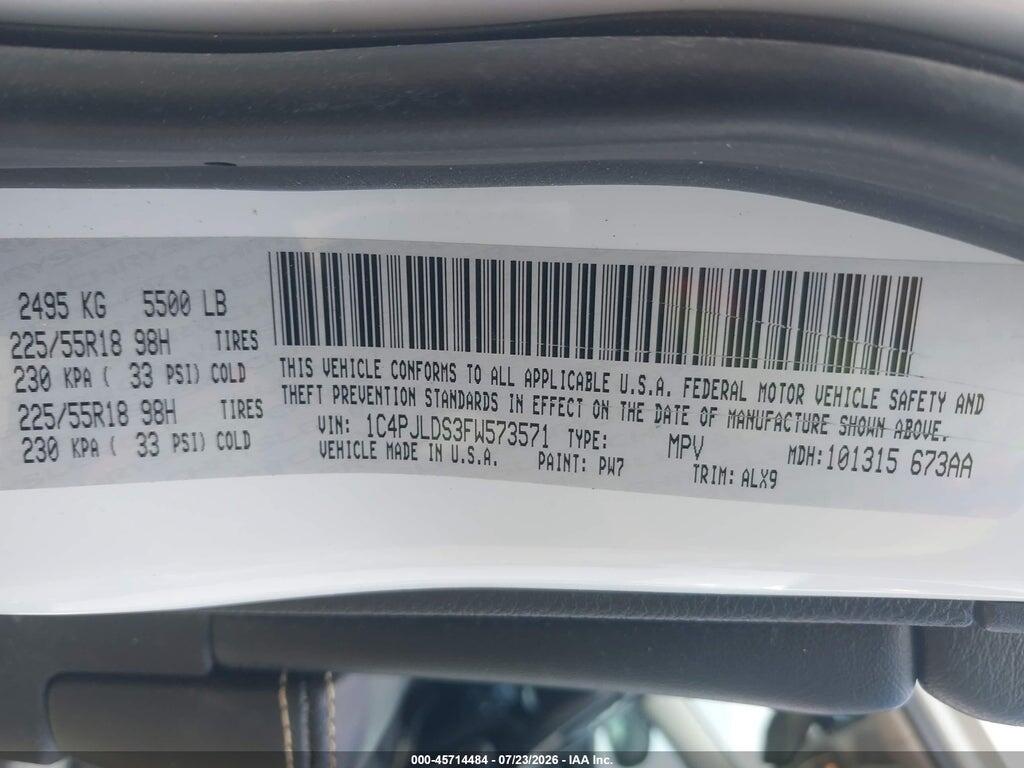 1C4PJLDS3FW573571 2015 JEEP CHEROKEE photo no. 9