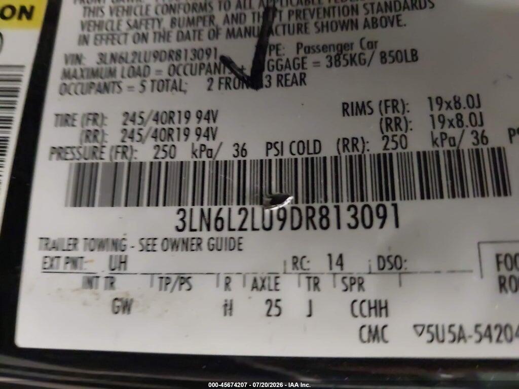 3LN6L2LU9DR813091 2013 LINCOLN MKZ HYBRID photo no. 9