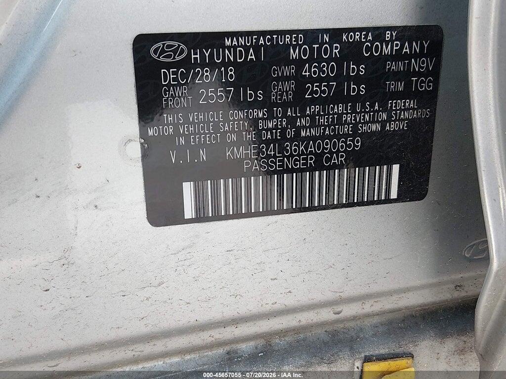 KMHE34L36KA090659 2019 HYUNDAI SONATA HYBRID photo no. 9