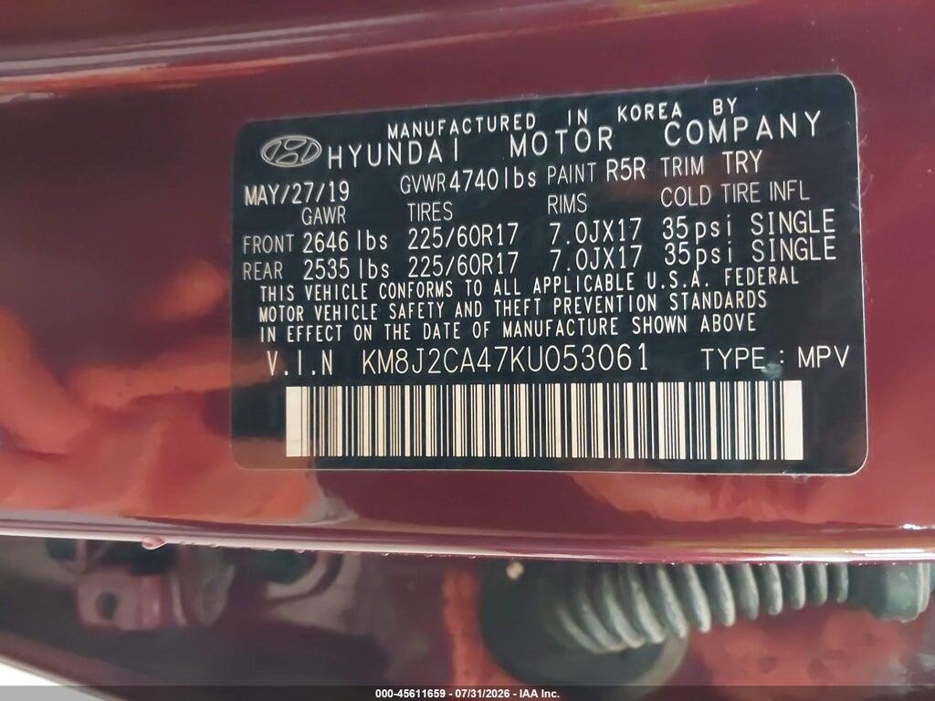 KM8J2CA47KU053061 2019 HYUNDAI TUCSON photo no. 9