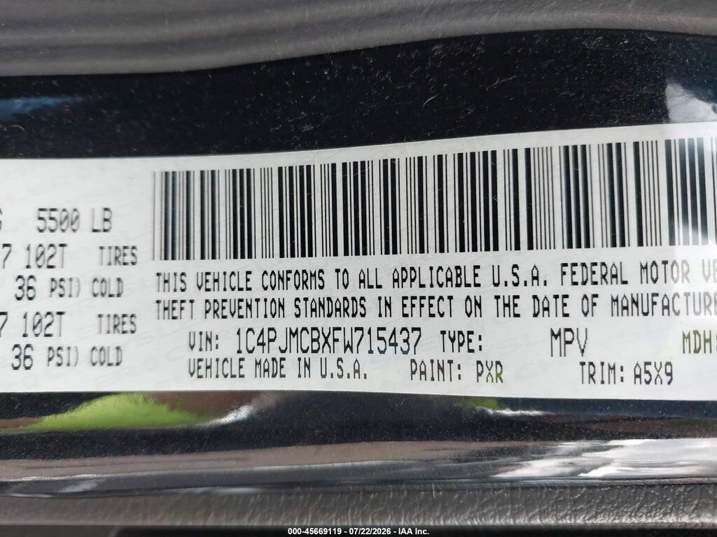 1C4PJMCBXFW715437 2015 JEEP CHEROKEE photo no. 9