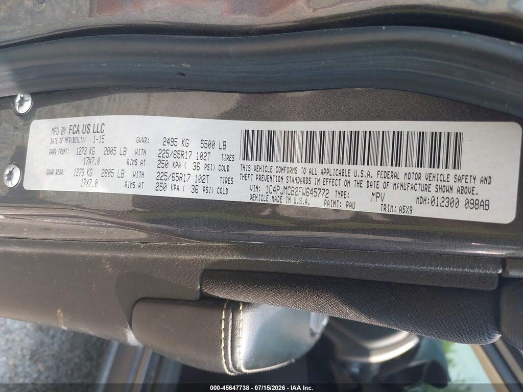 1C4PJMCB2FW645772 2015 JEEP CHEROKEE photo no. 9