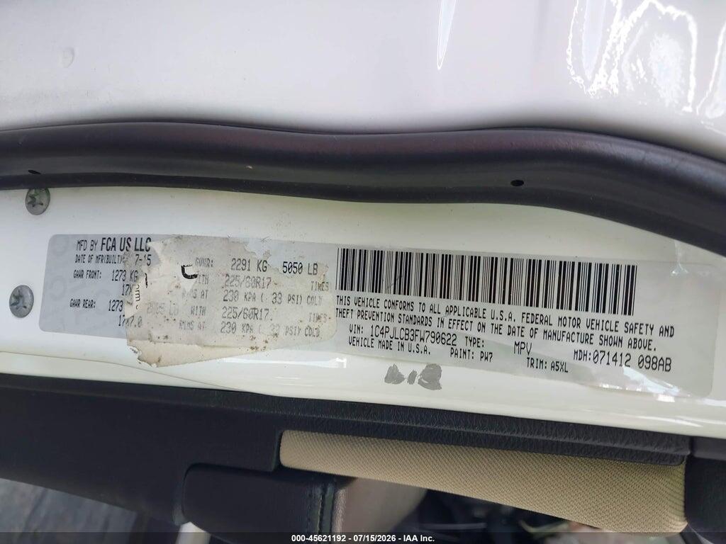 1C4PJLCB3FW790622 2015 JEEP CHEROKEE photo no. 9