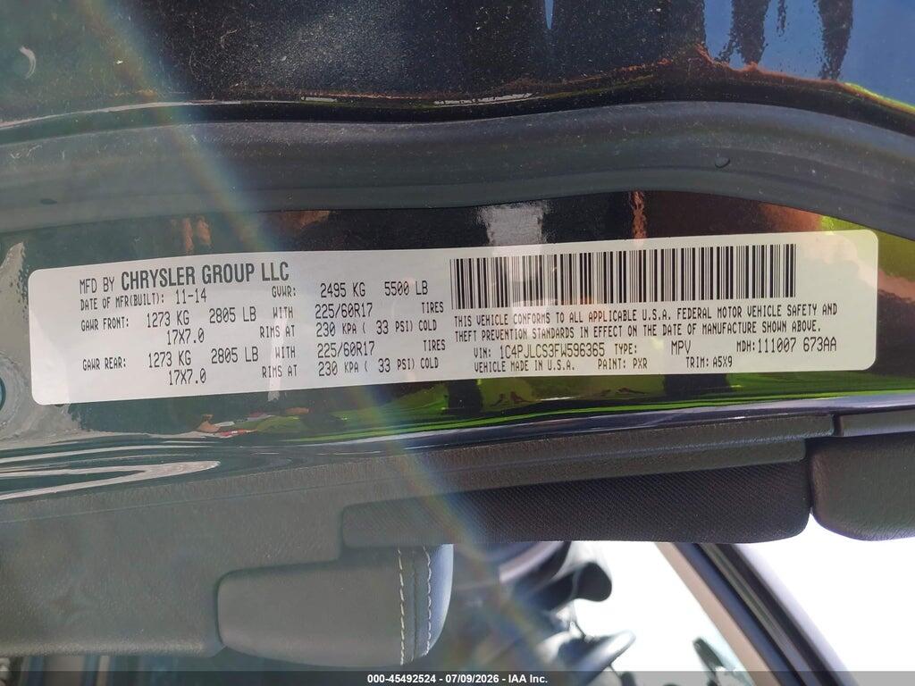 1C4PJLCS3FW596365 2015 JEEP CHEROKEE photo no. 9