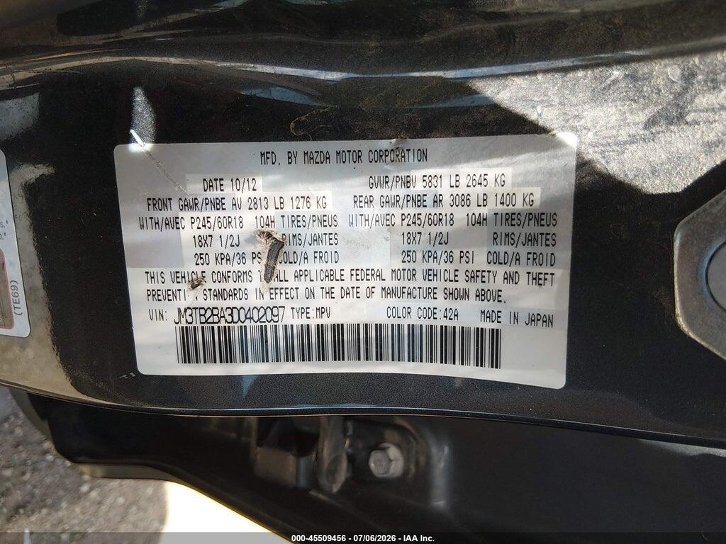 JM3TB2BA3D0402097 2013 MAZDA CX-9 photo no. 9