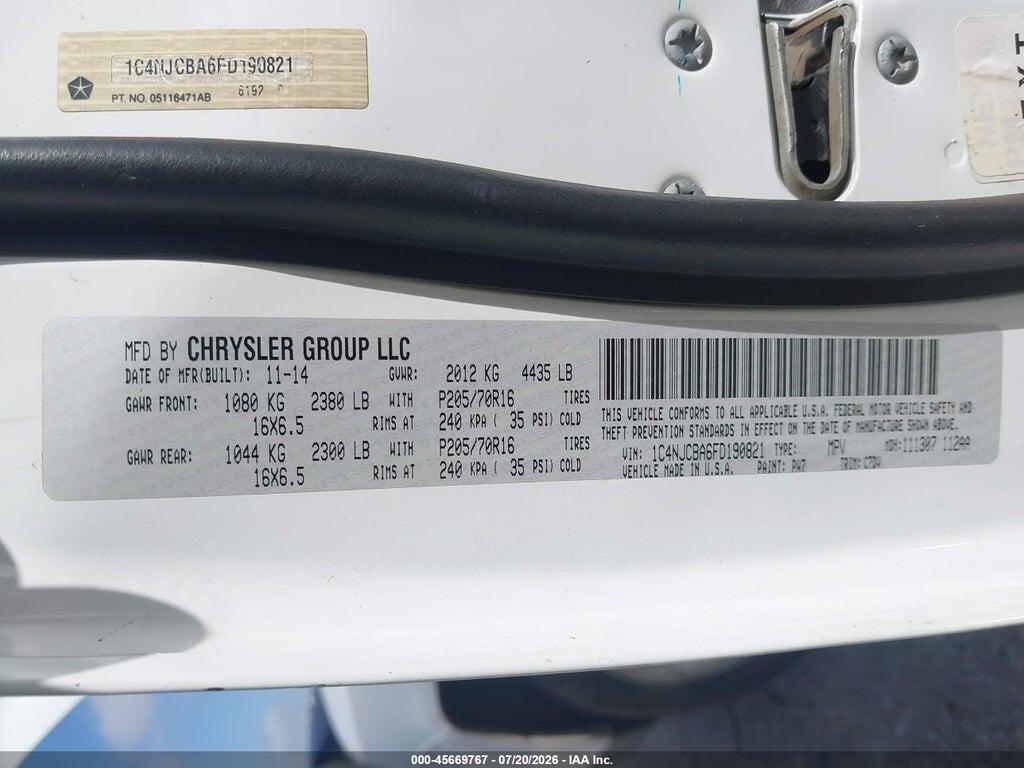 1C4NJCBA6FD190821 2015 JEEP COMPASS photo no. 9