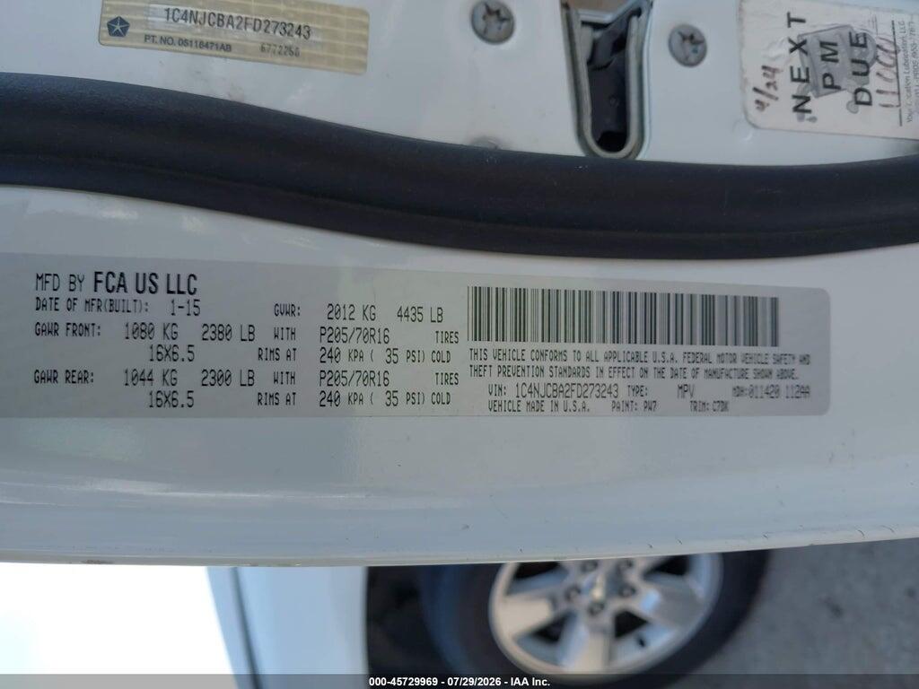 1C4NJCBA2FD273243 2015 JEEP COMPASS photo no. 9