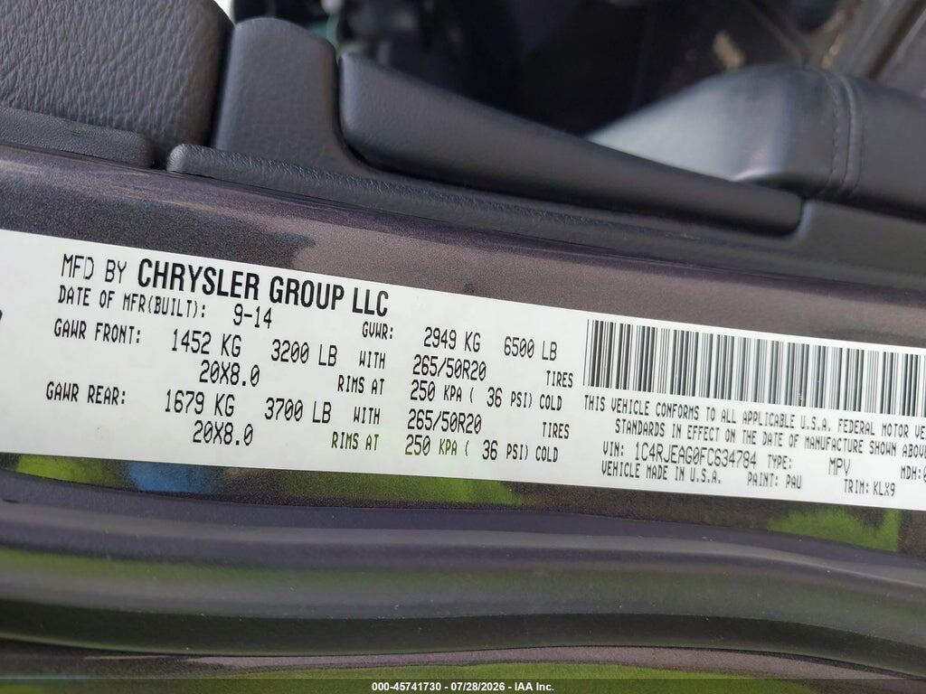 1C4RJEAG0FC634784 2015 JEEP GRAND CHEROKEE photo no. 9