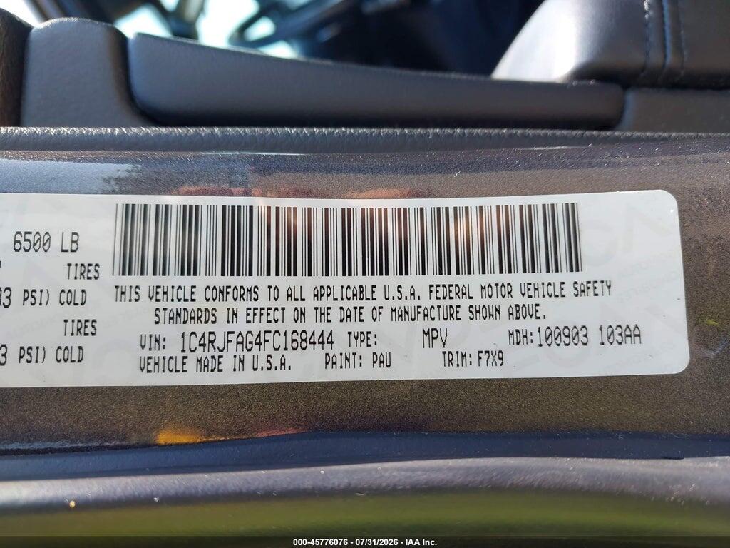 1C4RJFAG4FC168444 2015 JEEP GRAND CHEROKEE photo no. 9