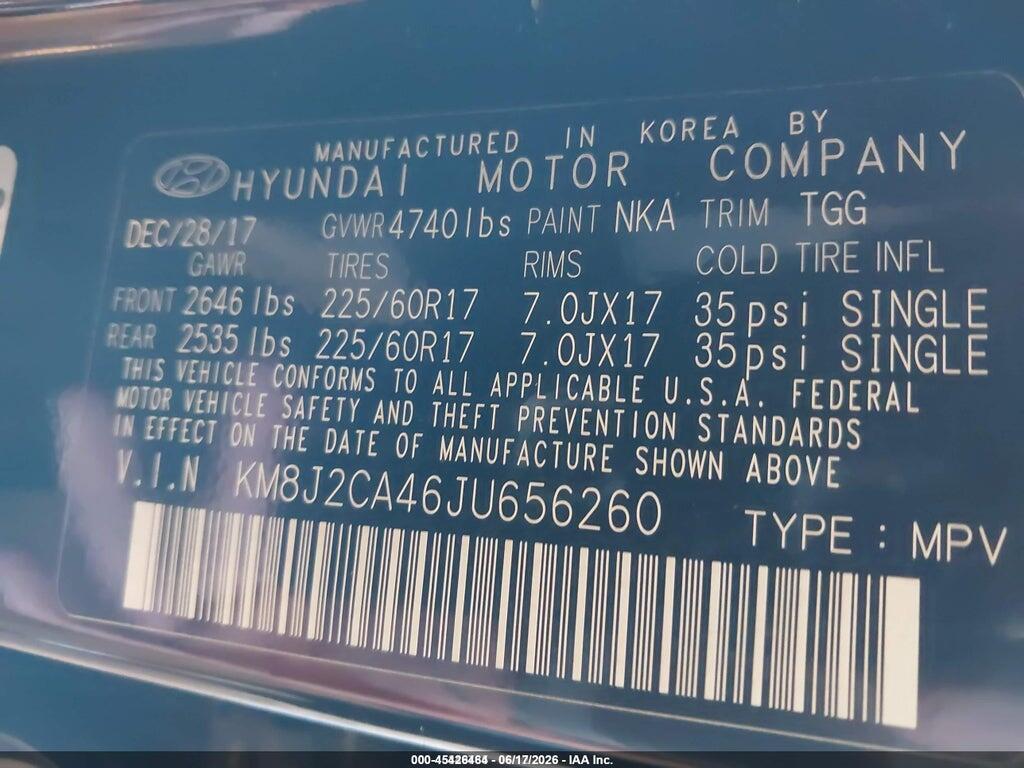 KM8J2CA46JU656260 2018 HYUNDAI TUCSON photo no. 9