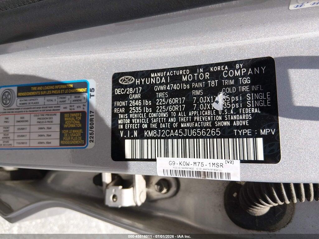 KM8J2CA45JU656265 2018 HYUNDAI TUCSON photo no. 9