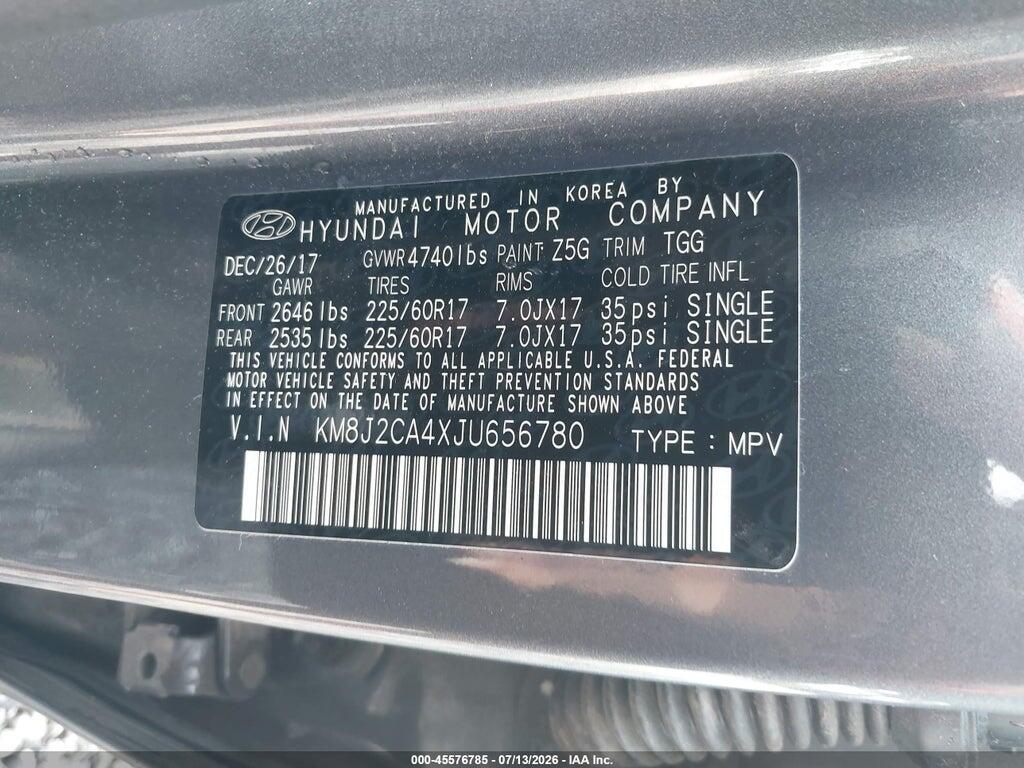 KM8J2CA4XJU656780 2018 HYUNDAI TUCSON photo no. 9