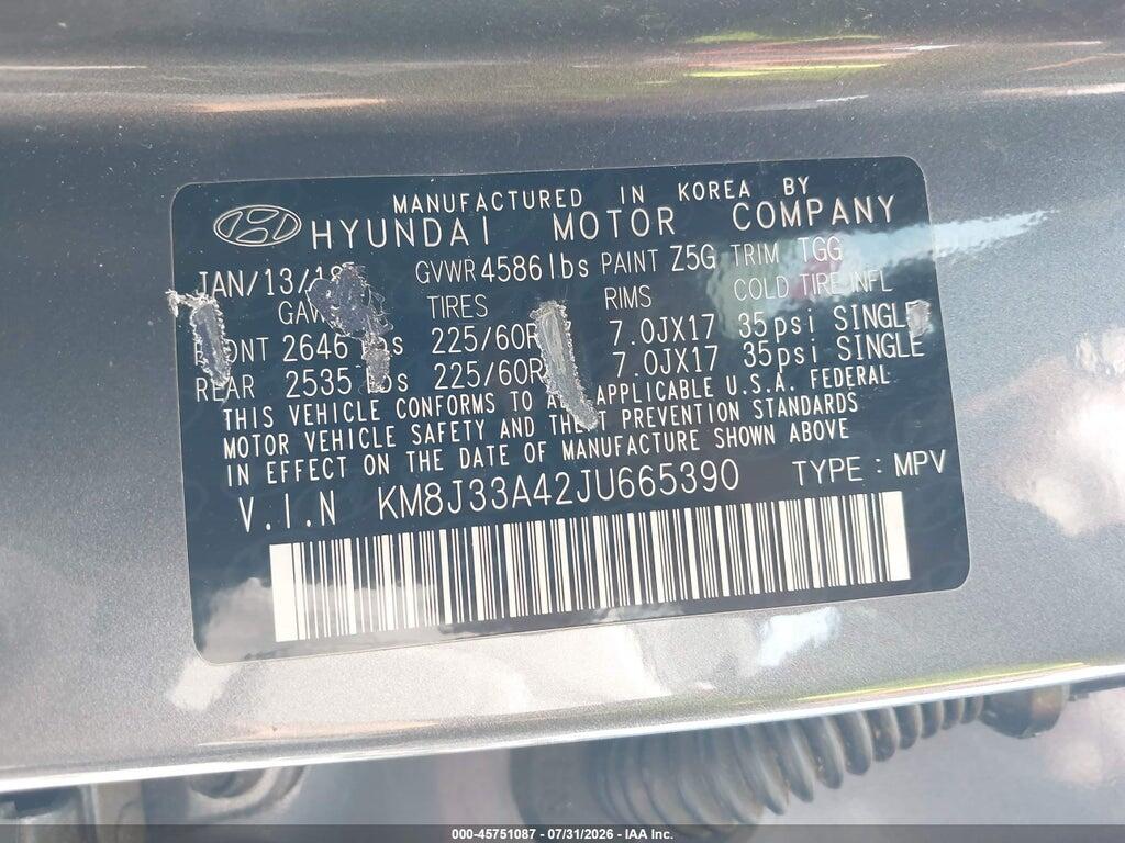 KM8J33A42JU665390 2018 HYUNDAI TUCSON photo no. 9