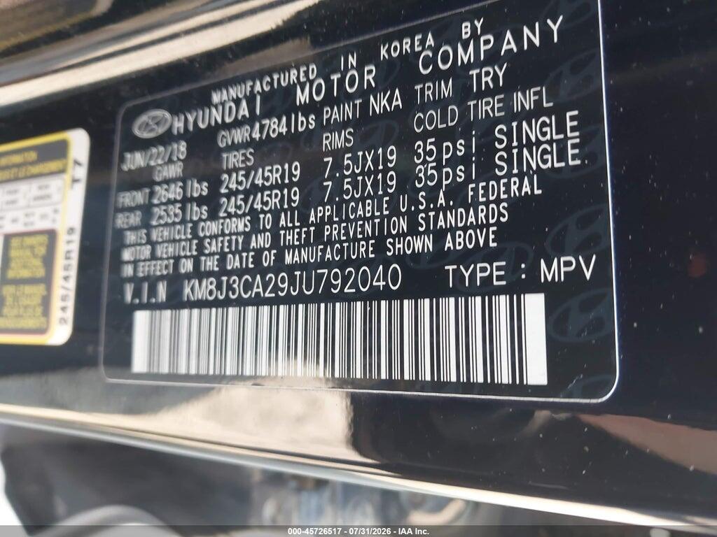 KM8J3CA29JU792040 2018 HYUNDAI TUCSON photo no. 9