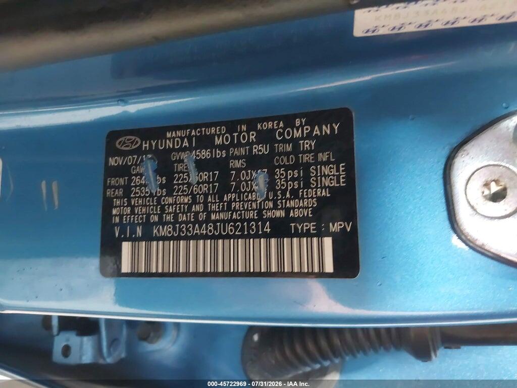 KM8J33A48JU621314 2018 HYUNDAI TUCSON photo no. 9