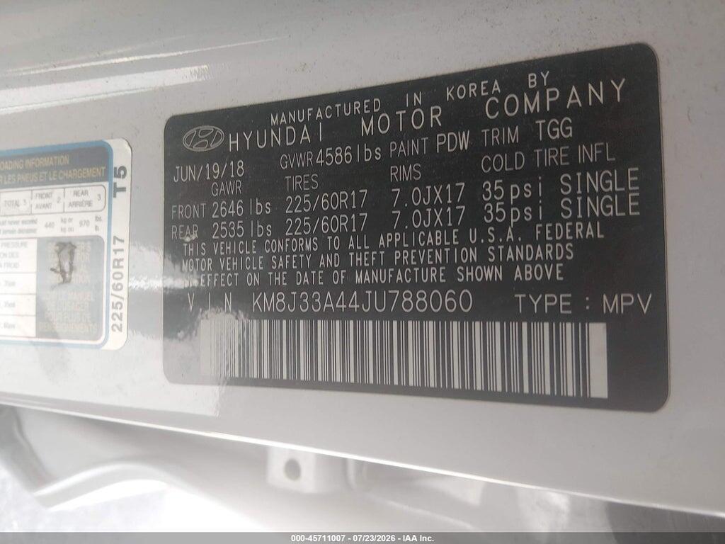 KM8J33A44JU788060 2018 HYUNDAI TUCSON photo no. 9