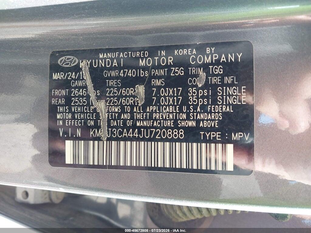 KM8J3CA44JU720888 2018 HYUNDAI TUCSON photo no. 9