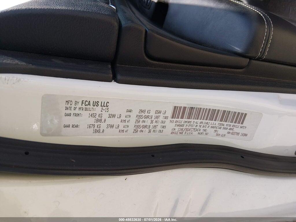 1C4RJFBG4FC753474 2015 JEEP GRAND CHEROKEE photo no. 9