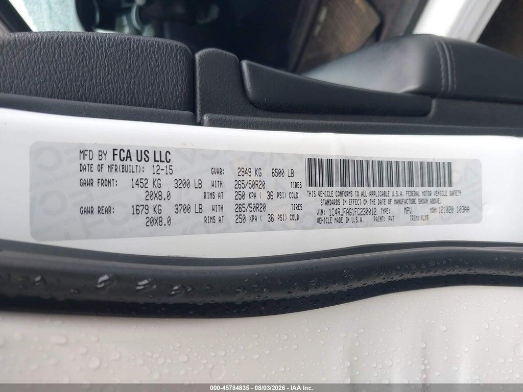 1C4RJFAG2FC230012 2015 JEEP GRAND CHEROKEE photo no. 9