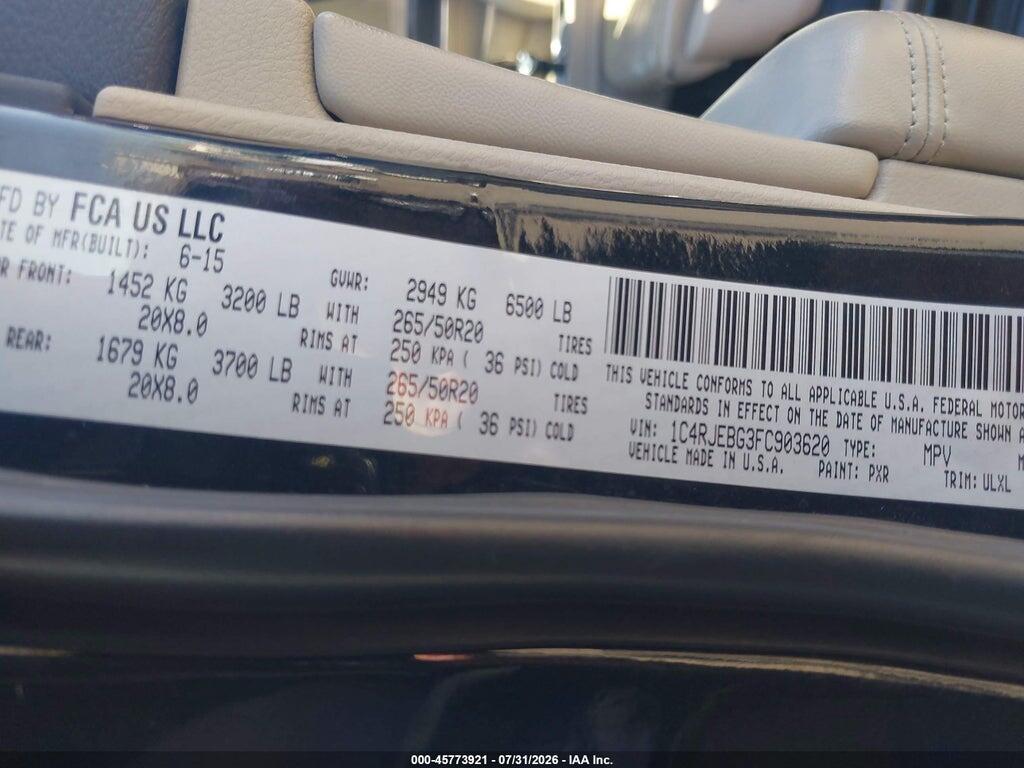 1C4RJEBG3FC903620 2015 JEEP GRAND CHEROKEE photo no. 9