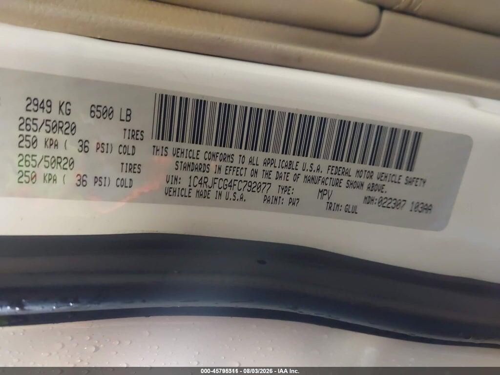1C4RJFCG4FC792077 2015 JEEP GRAND CHEROKEE photo no. 9