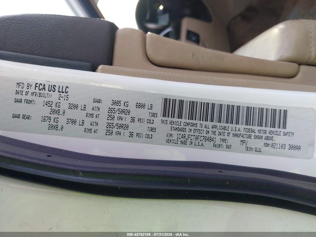 1C4RJFCT0FC764841 2015 JEEP GRAND CHEROKEE photo no. 9