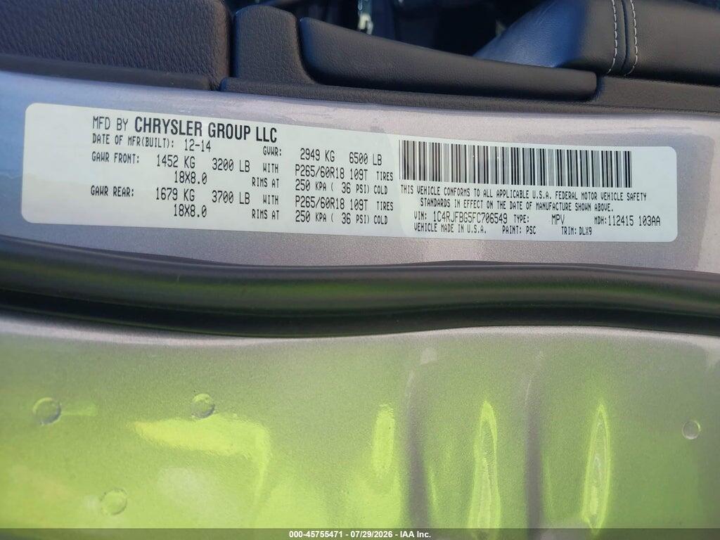 1C4RJFBG5FC706549 2015 JEEP GRAND CHEROKEE photo no. 9
