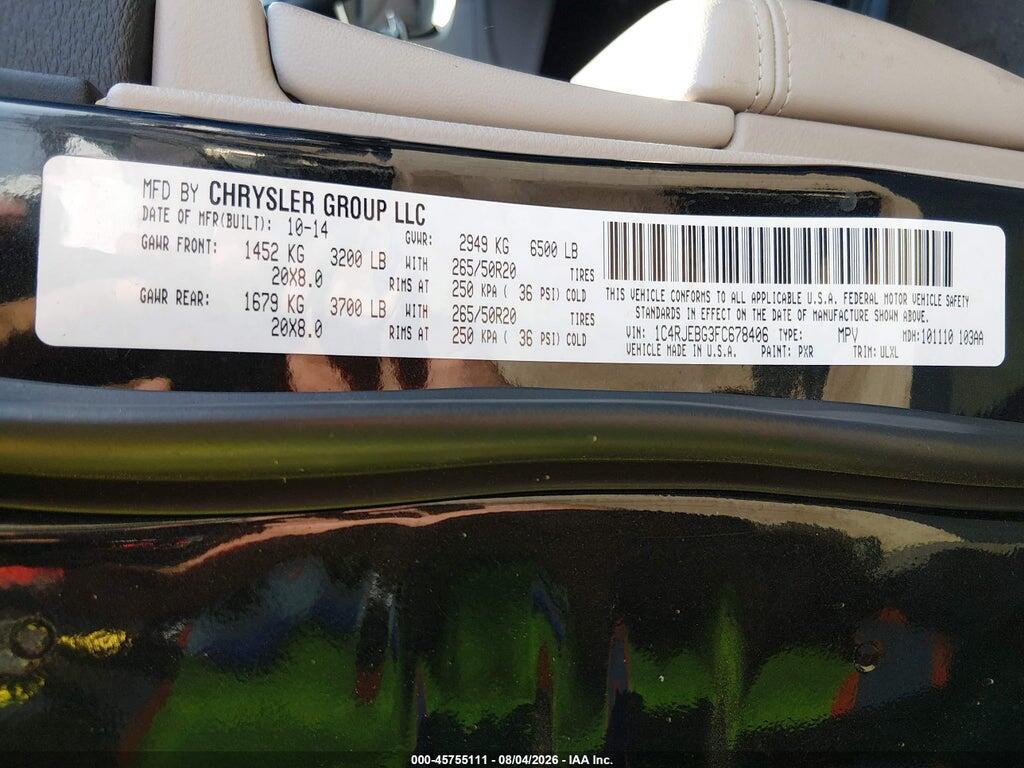 1C4RJEBG3FC678406 2015 JEEP GRAND CHEROKEE photo no. 9