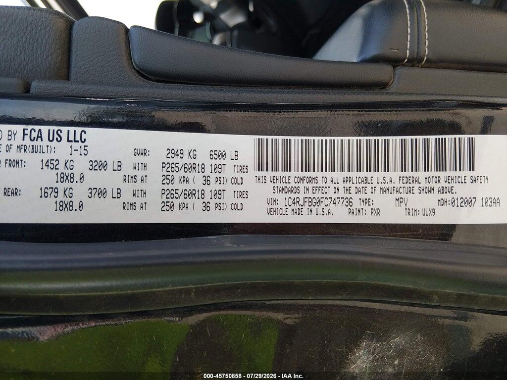 1C4RJFBG0FC747736 2015 JEEP GRAND CHEROKEE photo no. 9