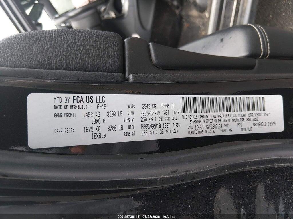 1C4RJFBG0FC887138 2015 JEEP GRAND CHEROKEE photo no. 9