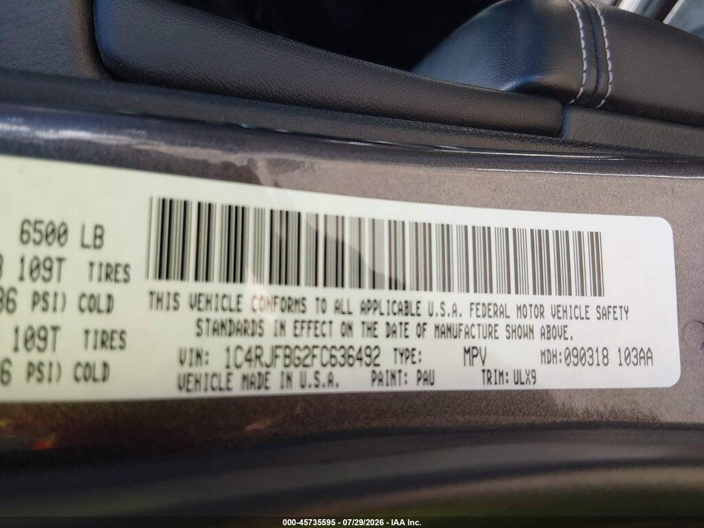 1C4RJFBG2FC636492 2015 JEEP GRAND CHEROKEE photo no. 9
