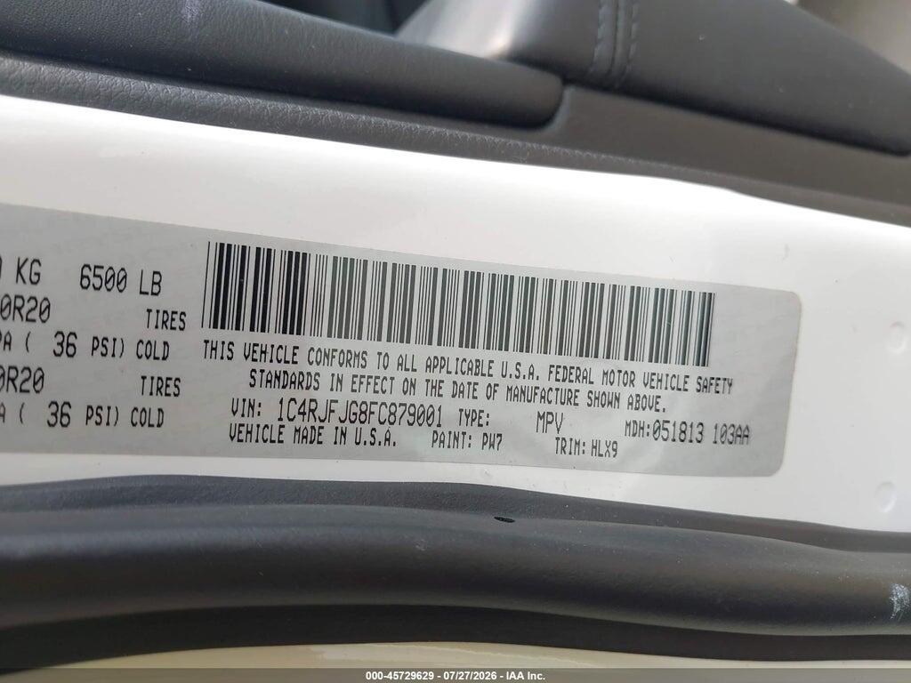 1C4RJFJG8FC879001 2015 JEEP GRAND CHEROKEE photo no. 9