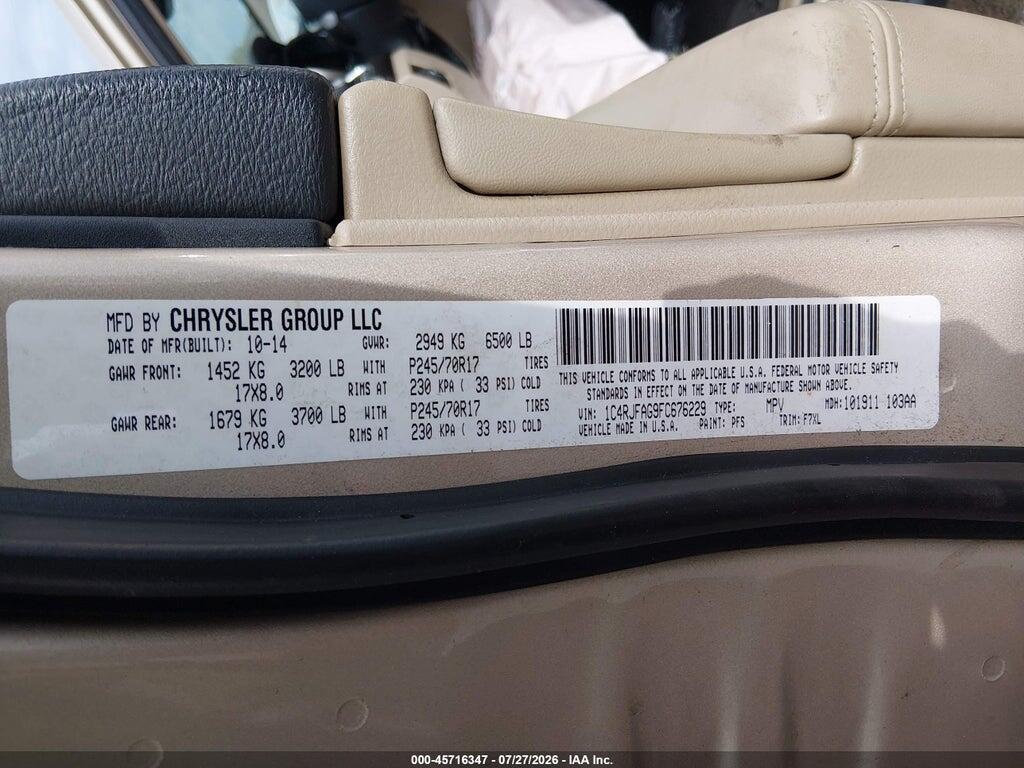 1C4RJFAG9FC676229 2015 JEEP GRAND CHEROKEE photo no. 9