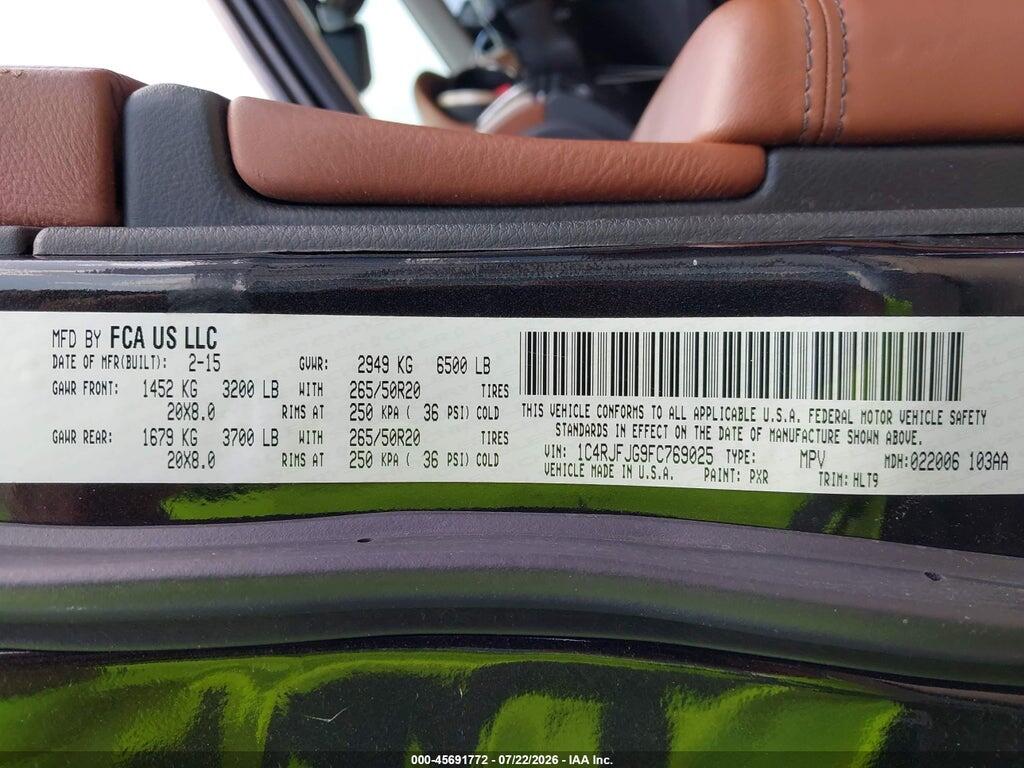 1C4RJFJG9FC769025 2015 JEEP GRAND CHEROKEE photo no. 9