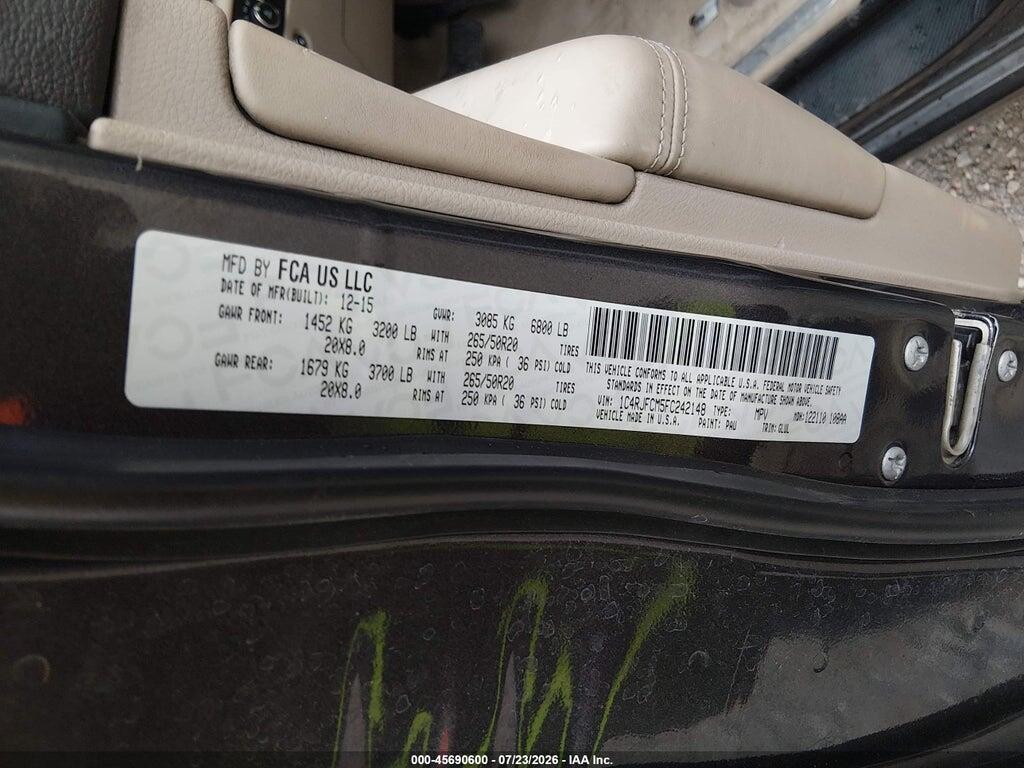 1C4RJFCM5FC242148 2015 JEEP GRAND CHEROKEE photo no. 9