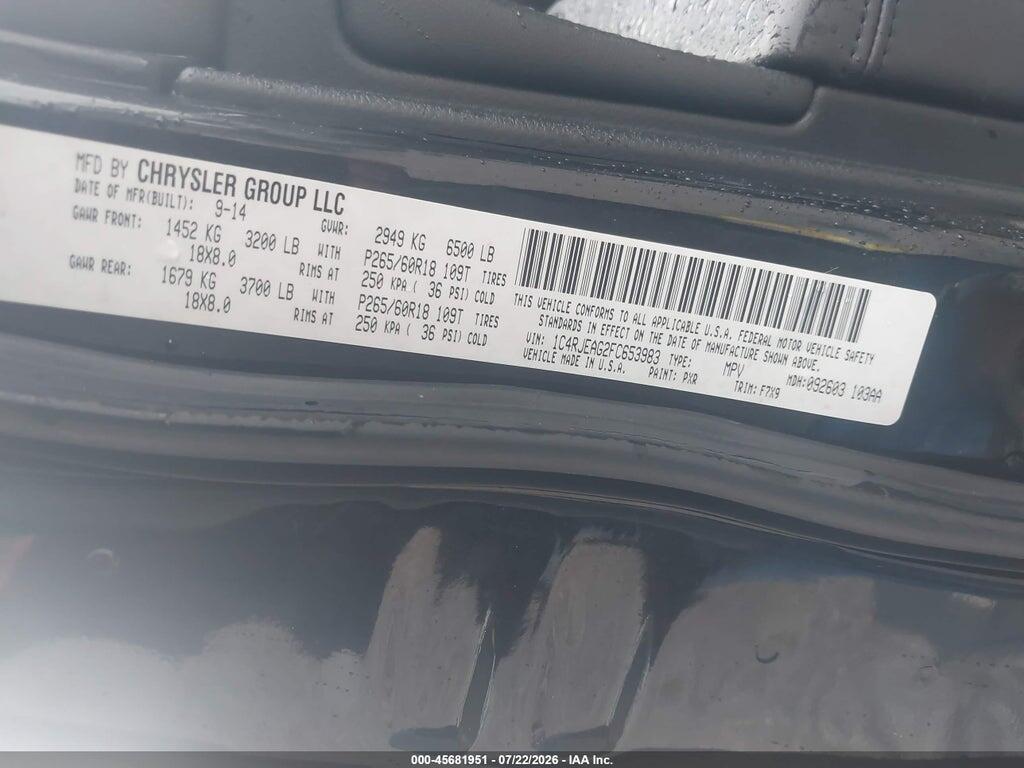 1C4RJEAG2FC653983 2015 JEEP GRAND CHEROKEE photo no. 9