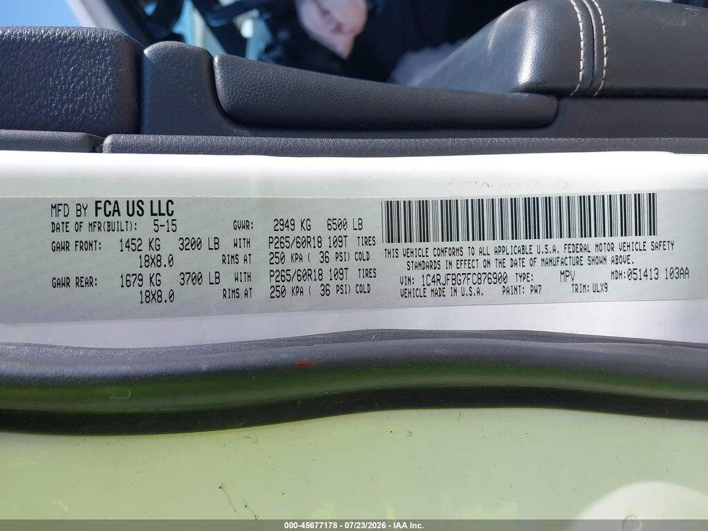 1C4RJFBG7FC876900 2015 JEEP GRAND CHEROKEE photo no. 9