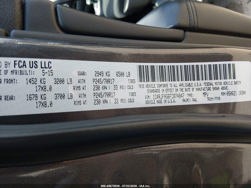 1C4RJFAG6FC874847 2015 JEEP GRAND CHEROKEE photo no. 9