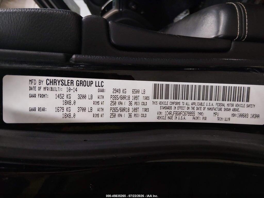 1C4RJFBG0FC679955 2015 JEEP GRAND CHEROKEE photo no. 9