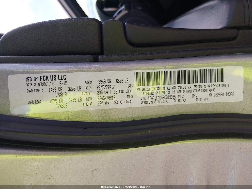 1C4RJFAG5FC919955 2015 JEEP GRAND CHEROKEE photo no. 9
