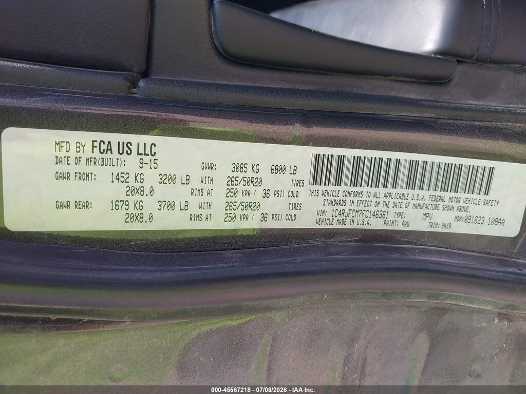 1C4RJFCM7FC146361 2015 JEEP GRAND CHEROKEE photo no. 9