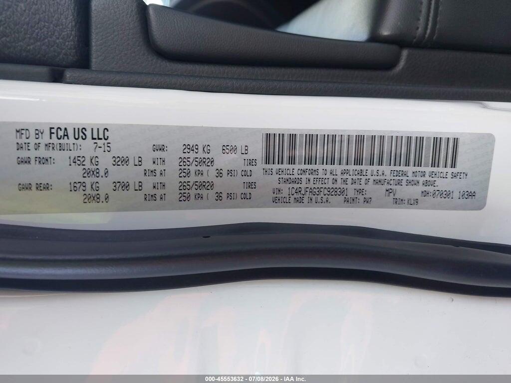 1C4RJFAG3FC928301 2015 JEEP GRAND CHEROKEE photo no. 9