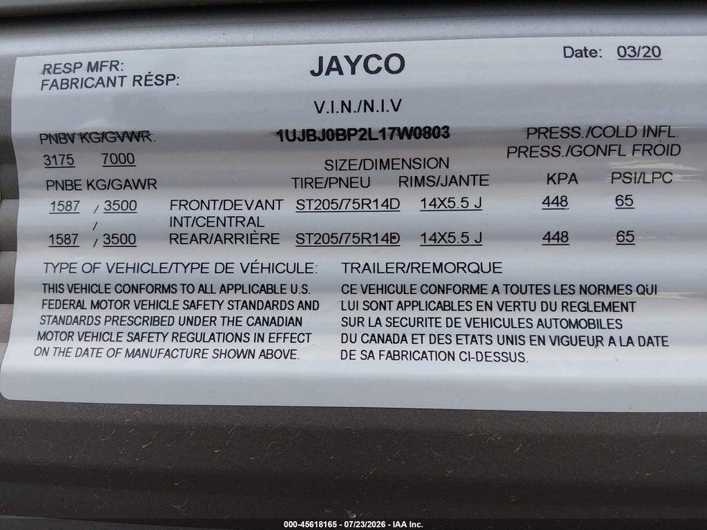 1UJBJ0BP2L17W0803 2020 JAYCO OTHER photo no. 9