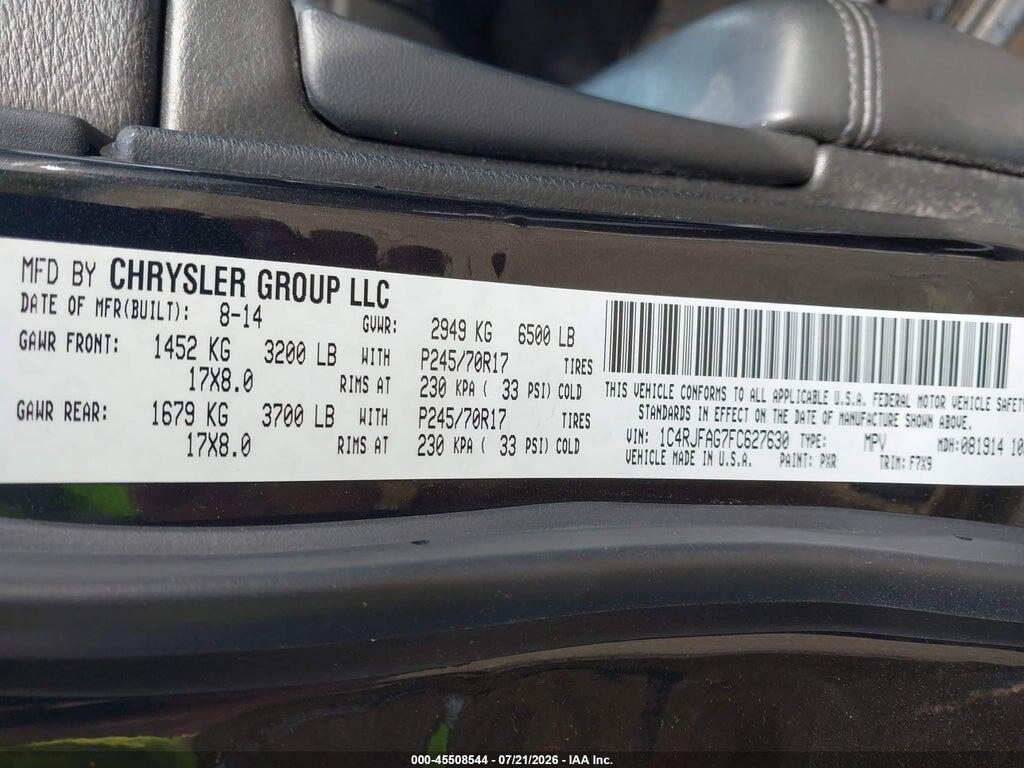 1C4RJFAG7FC627630 2015 JEEP GRAND CHEROKEE photo no. 9