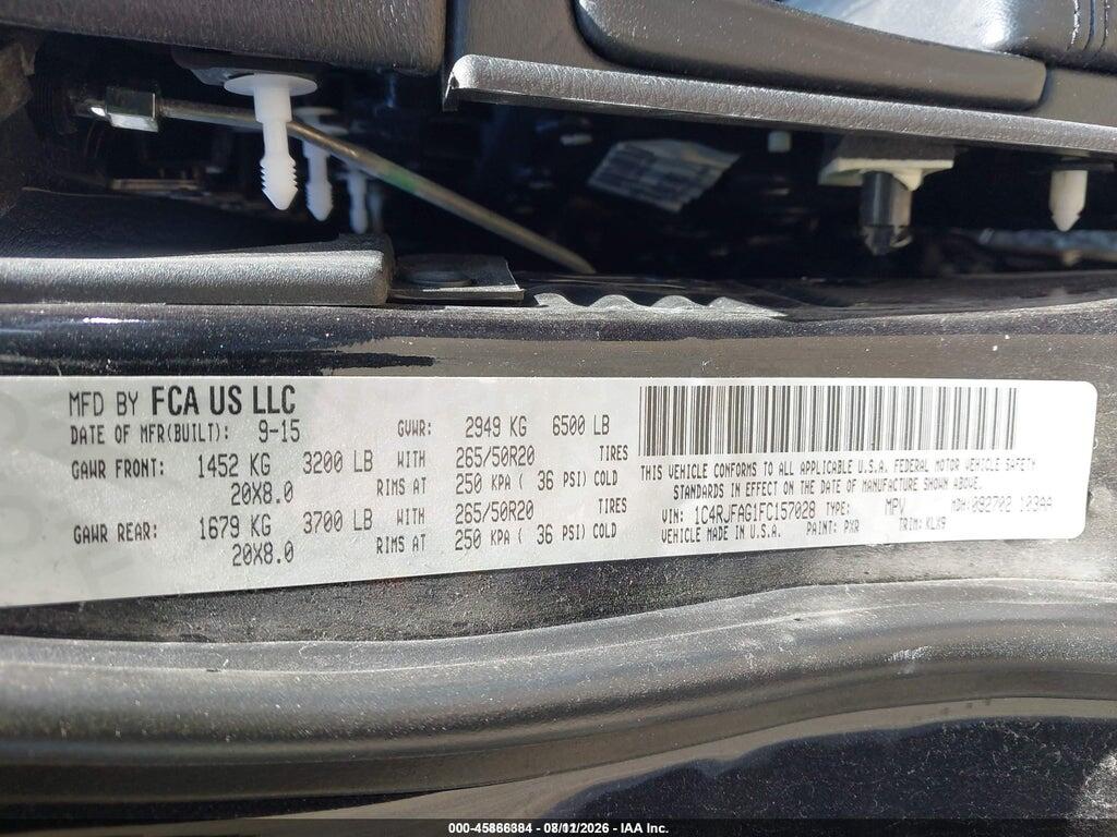 1C4RJFAG1FC157028 2015 JEEP GRAND CHEROKEE photo no. 9