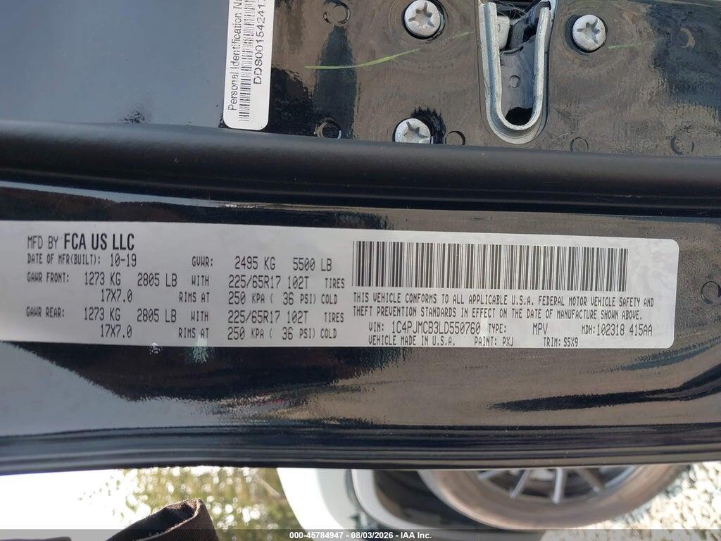 1C4PJMCB3LD550760 2020 JEEP CHEROKEE photo no. 9