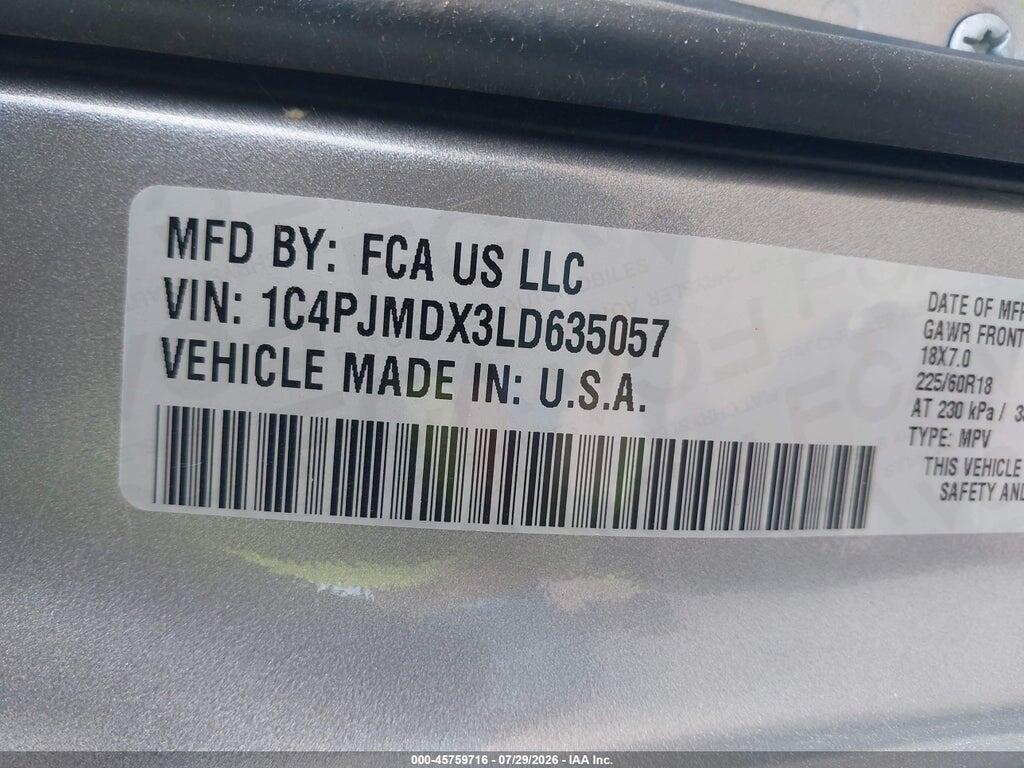 1C4PJMDX3LD635057 2020 JEEP CHEROKEE photo no. 9