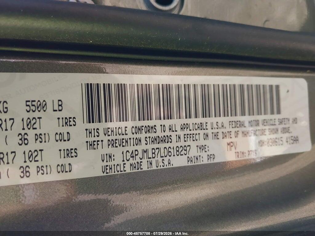 1C4PJMLB7LD618297 2020 JEEP CHEROKEE photo no. 9
