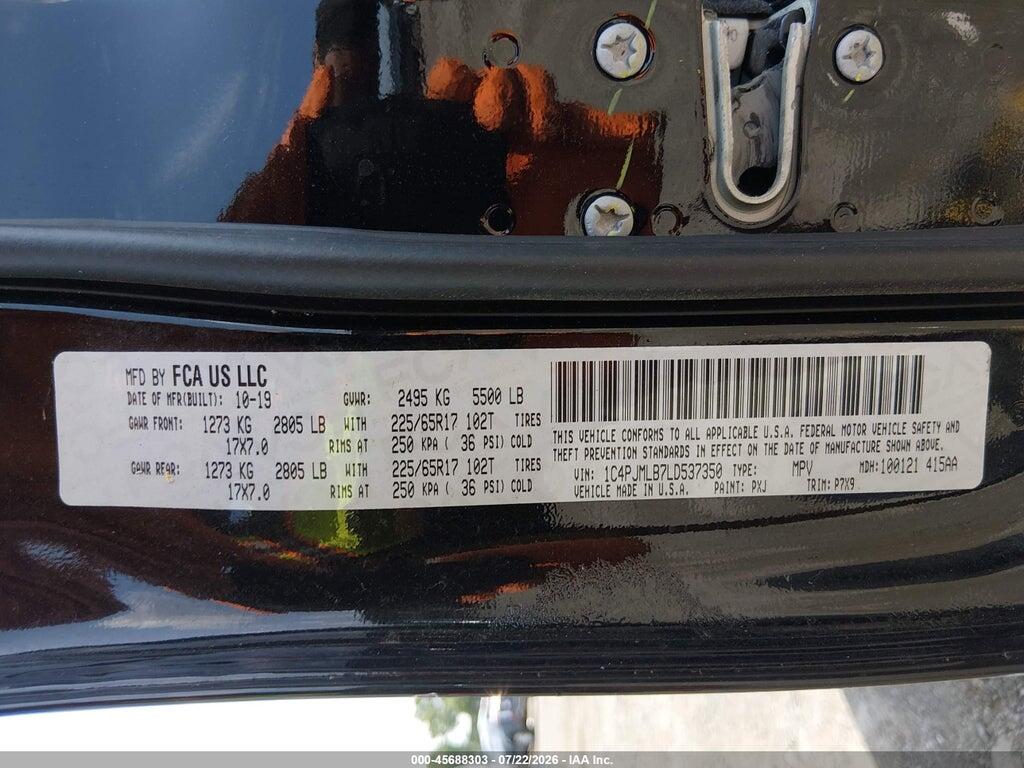 1C4PJMLB7LD537350 2020 JEEP CHEROKEE photo no. 9