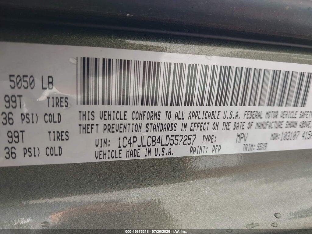 1C4PJLCB4LD557257 2020 JEEP CHEROKEE photo no. 9